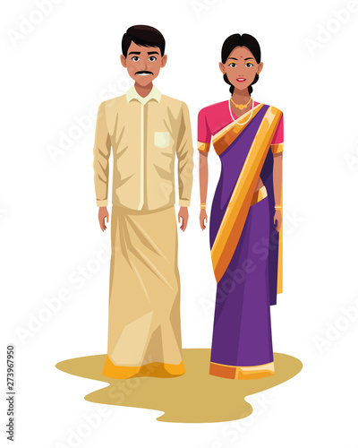 indian couple avatar cartoon character
