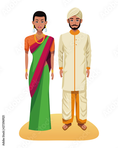 indian couple avatar cartoon character