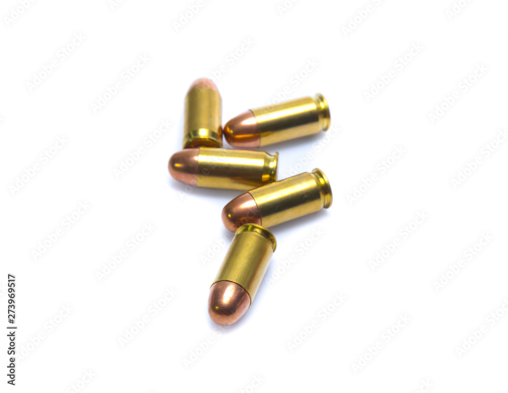 cartridges of .45 ACP pistols ammo isolated cartridges of .45 ACP pistols ammo isolated