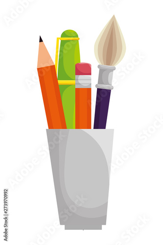 pencil holders with supplies icons