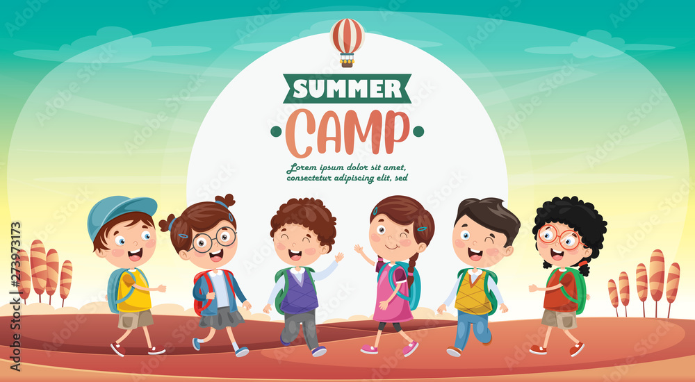 Vector Illustration Of Kids Summer Camp Stock Vector | Adobe Stock