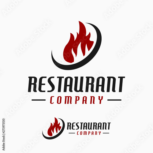 Restaurant logo design with flame