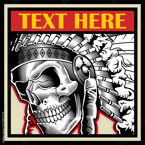 indian skull face illustration - Vector