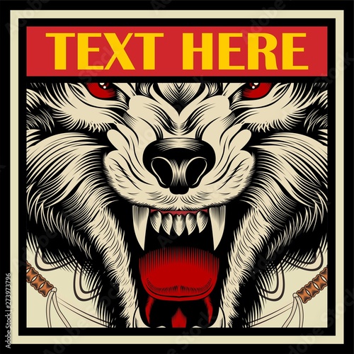 roar angry wolf hand drawing vector