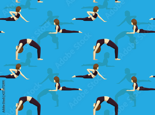 Manga Yoga Half Frog Pose Background Seamless Wallpaper