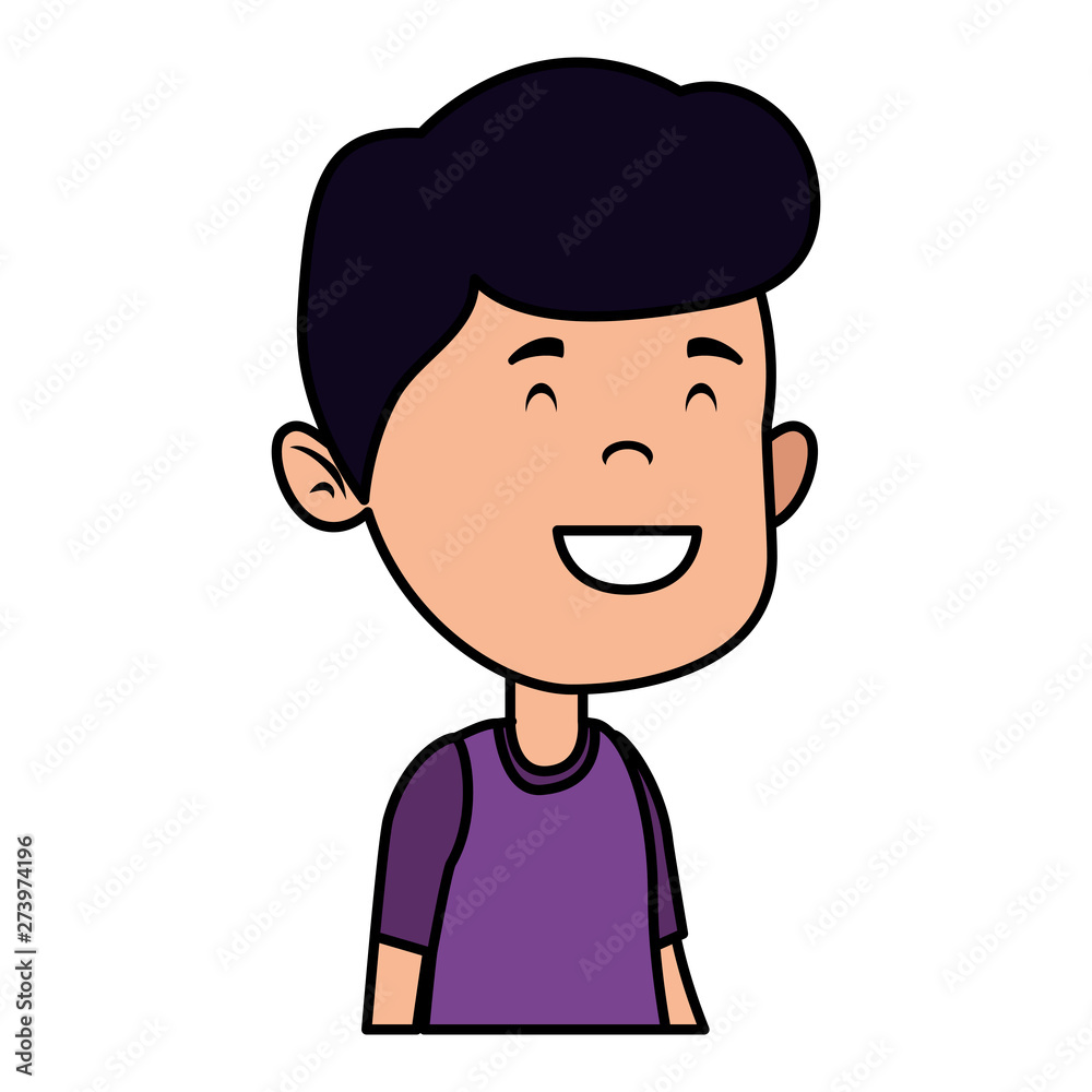 happy student boy comic character