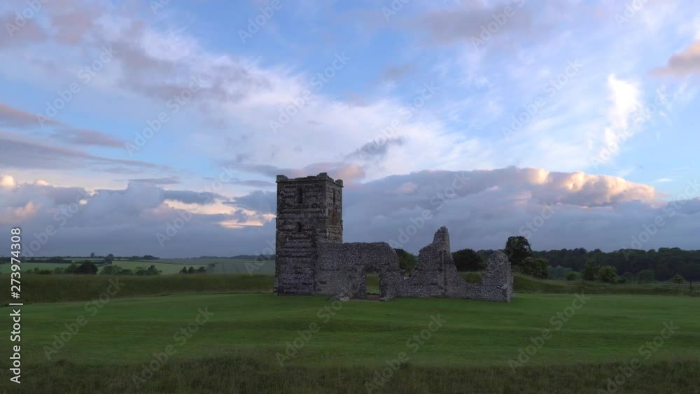 Knowlton Church, Dorset, England. Slow pan, morning light. Knowlton Church, Dorset, England. Slow pan, morning light.