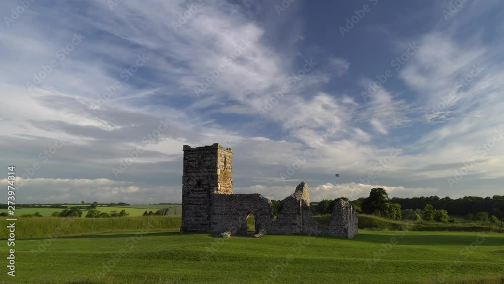 Knowlton Church, Dorset, England. Slow pan, morning light. Knowlton Church, Dorset, England. Slow pan, morning light.