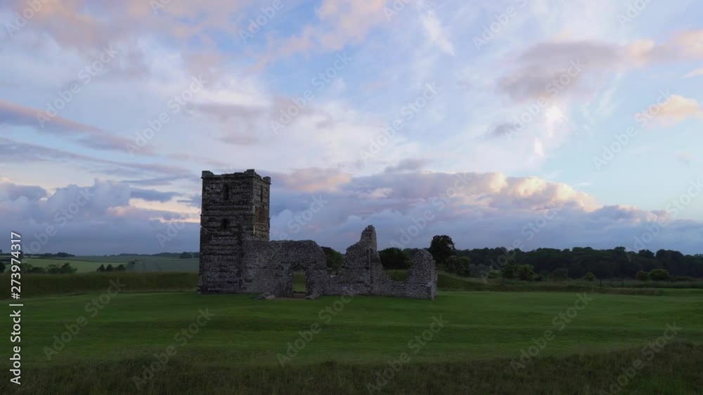 Knowlton Church, Dorset, England. Slow pan, morning light. Knowlton Church, Dorset, England. Slow pan, morning light.