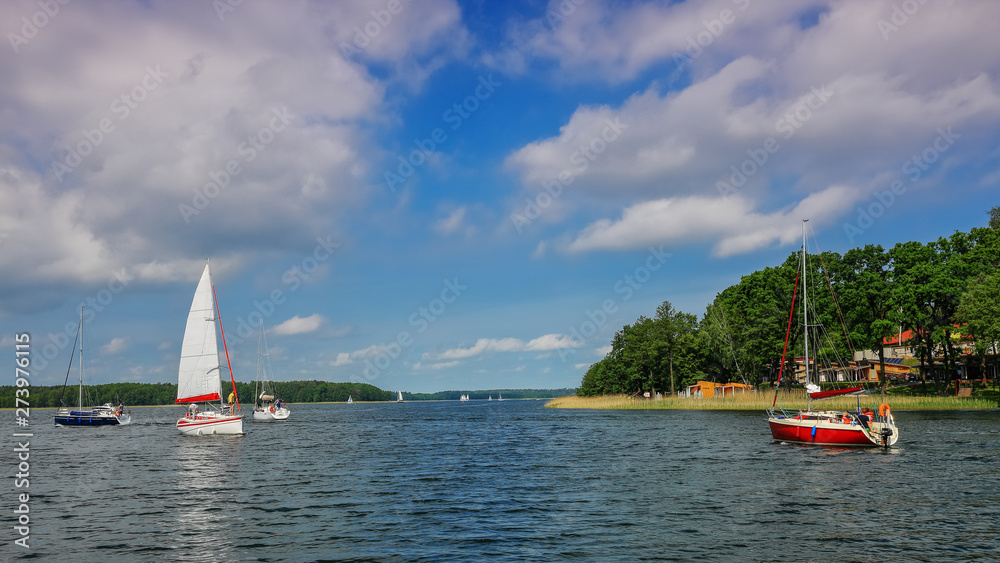 Fototapeta premium Mazury-yachts to Lake Kisajno in Giżycko