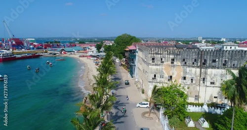 Aerial. Stone town, Zanzibar, Tanzania.