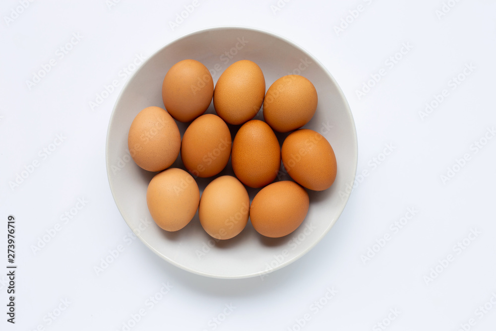 Eggs on white background.