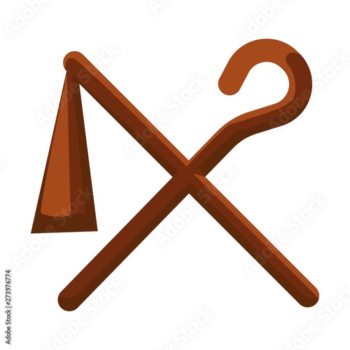 Egyptian ancient power symbols stick and scourge isolated icon