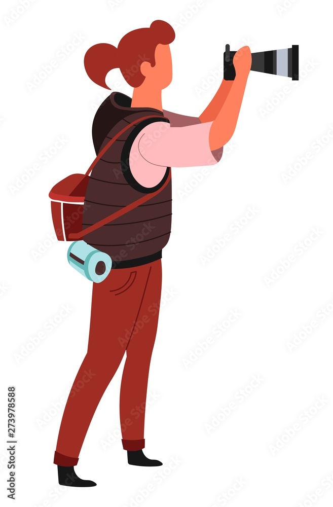 Woman photographer with digital photo camera vector Woman photographer with digital photo camera vector