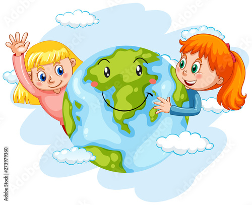 Children with happy earth