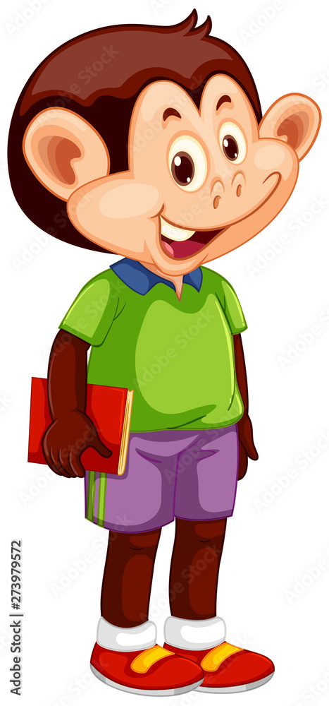 A monkey student character A monkey student character
