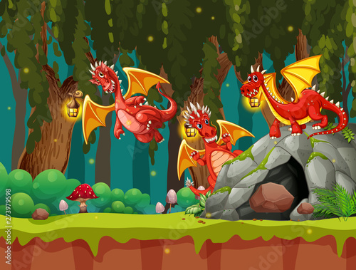A dragon in the dark forest