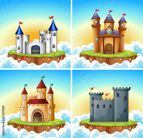 Set of castle background