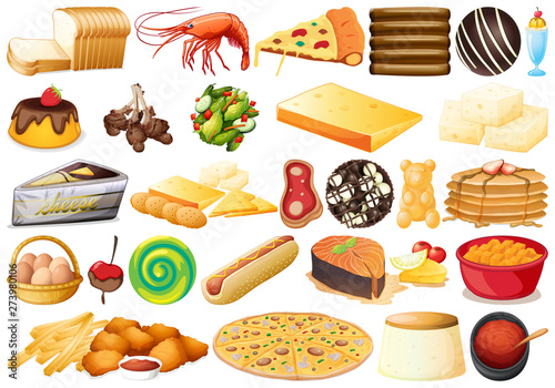 Set of different food