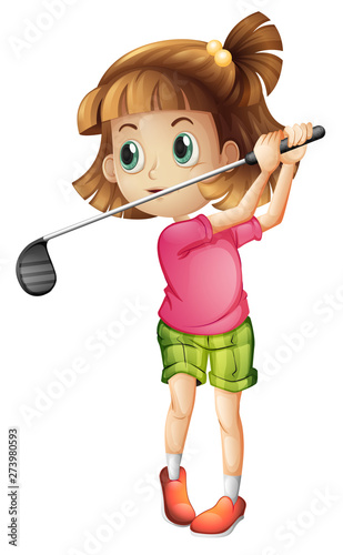 A female golfer character