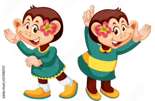 Set of monkey character