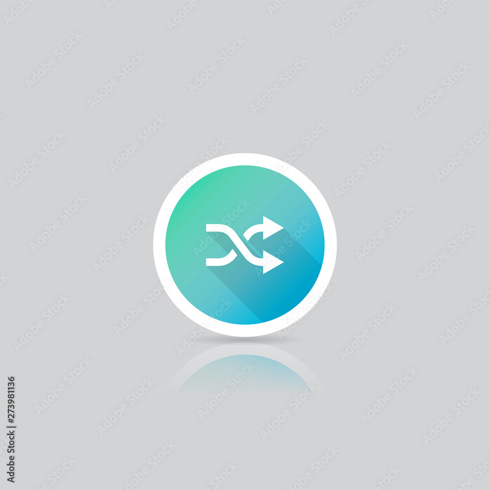 Modern Round Shuffle Icon With Long Shadow