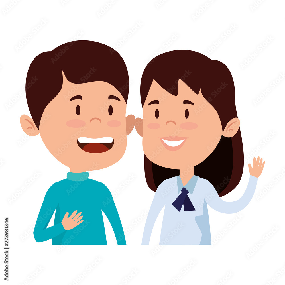 happy little students couple characters happy little students couple characters