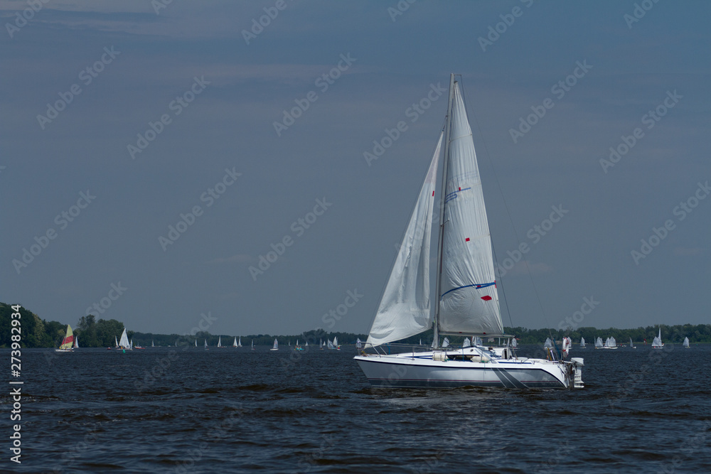 Sailing yacht on the lake Zegrze