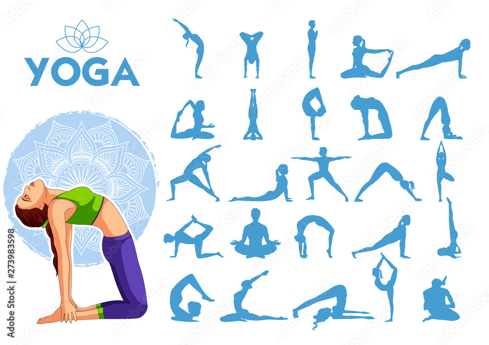 illustration of woman doing asana for International Yoga Day on 21st June illustration of woman doing asana for International Yoga Day on 21st June
