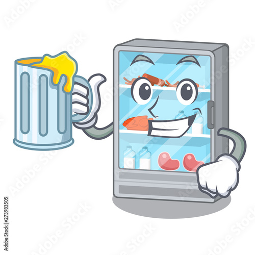 With juice refrigerator in the a cartoon shape