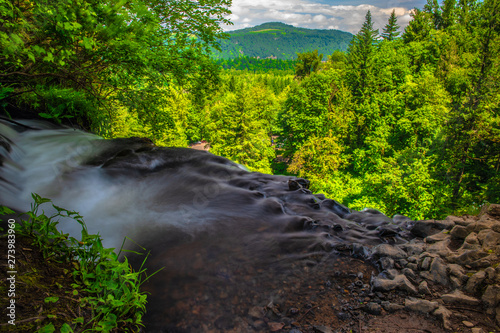 Beautiful Morning Hike to Latourell Falls on Columbia Gorge in Portland, Oregon photo