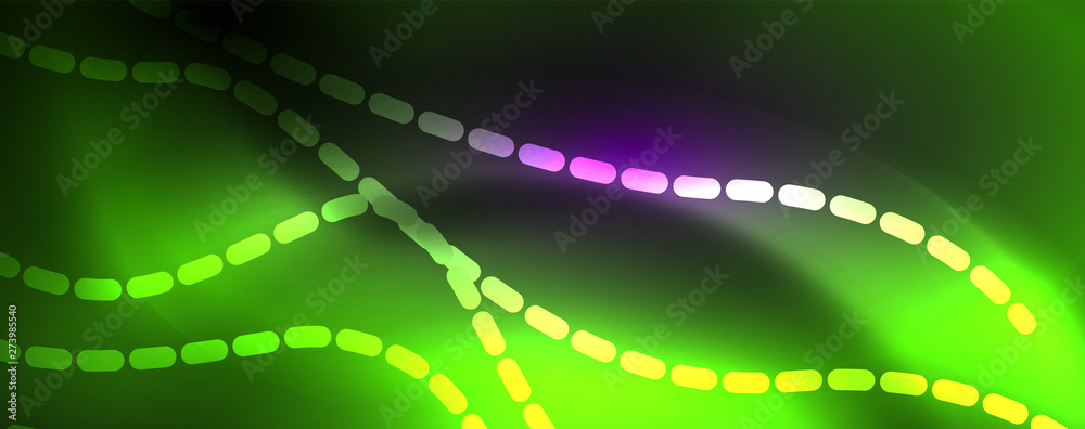 Obraz premium Neon vector wave lines abstract background, magic futuristic techno design
