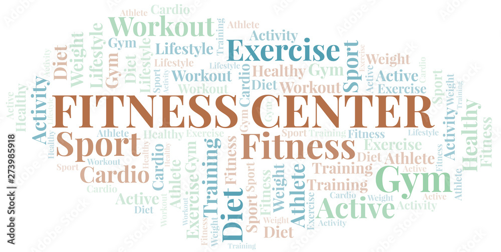 Fitness Center word cloud. Wordcloud made with text only.