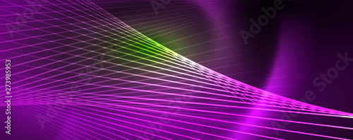 Vector neon light lines concept, abstract background