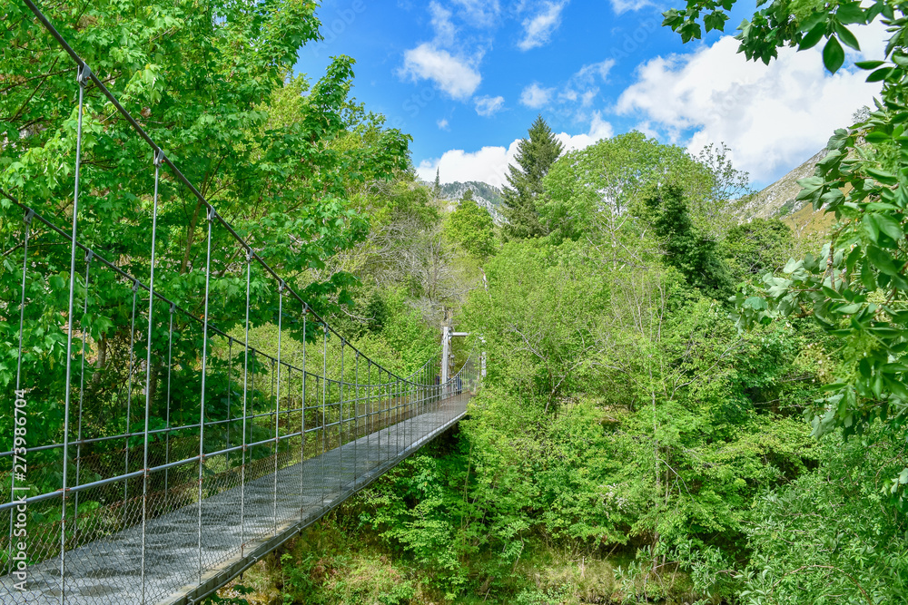 Fototapeta premium Suspension bridge in Cares Trekking Route, Asturias