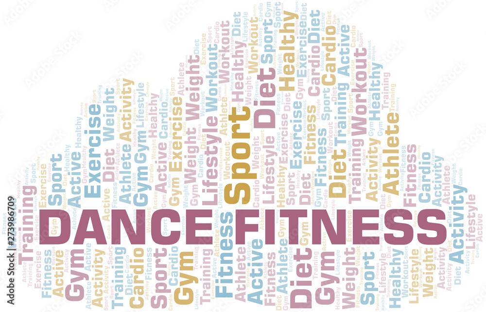 Dance Fitness word cloud. Wordcloud made with text only.