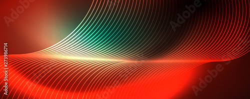 Obraz na plátně Shiny neon lines template - northern lights glowing blur lines