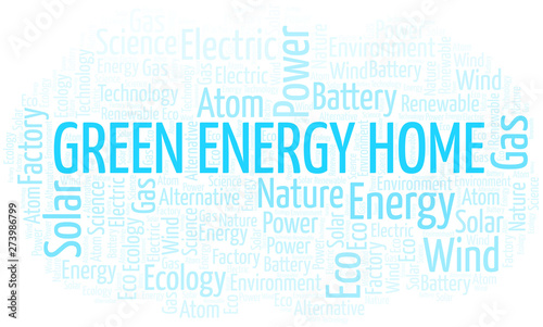Green Energy Home word cloud. Wordcloud made with text only.