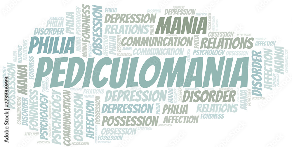 Obraz premium Pediculomania word cloud. Type of mania, made with text only.
