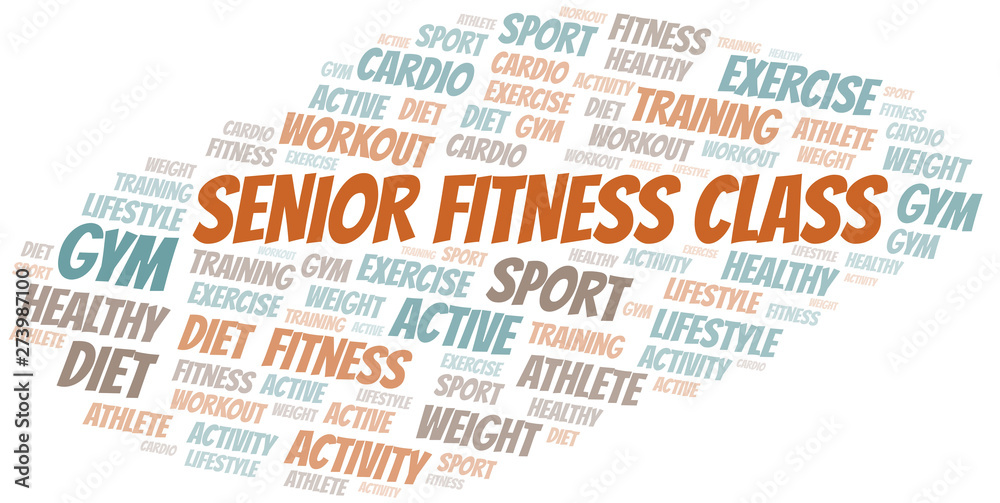 Senior Fitness Class word cloud. Wordcloud made with text only.