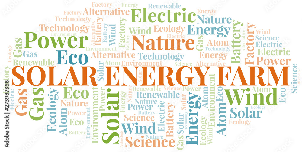 Fototapeta premium Solar Energy Farm word cloud. Wordcloud made with text only.