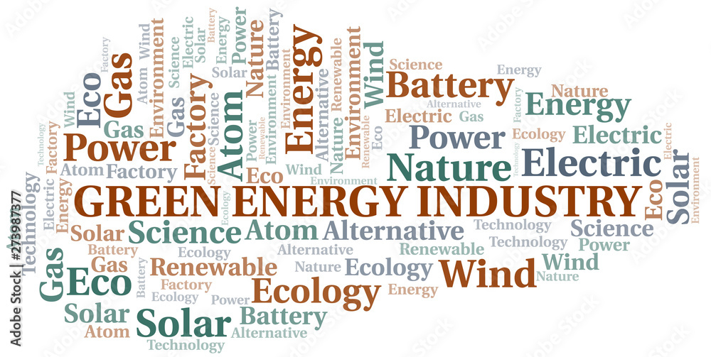 Green Energy Industry word cloud. Wordcloud made with text only.