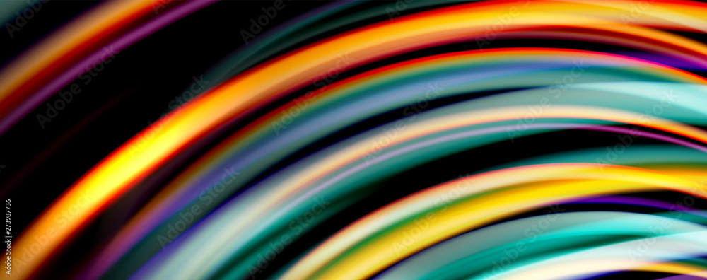 Fluid color swirls on black. Modern background with trendy design Fluid color swirls on black. Modern background with trendy design