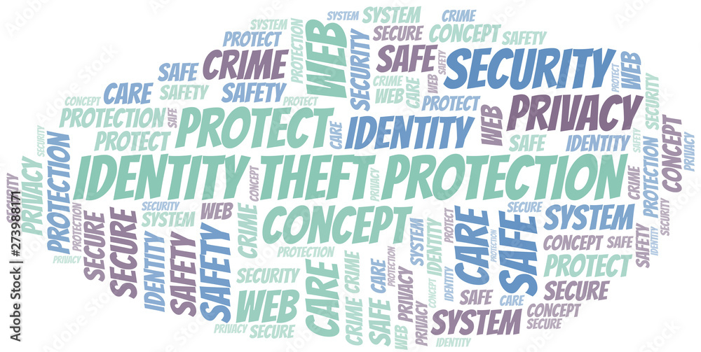 Fototapeta premium Identity Theft Protection word cloud. Wordcloud made with text only.