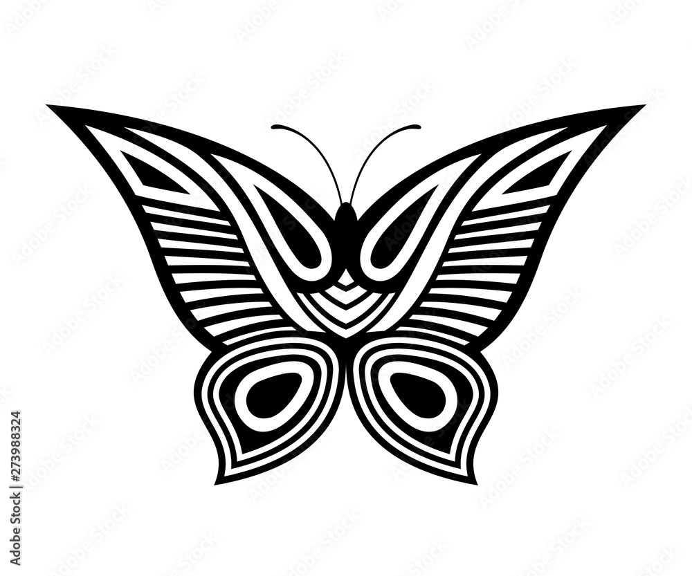 Obraz premium Abstract decorative butterfly illustration, isolated on white background.
