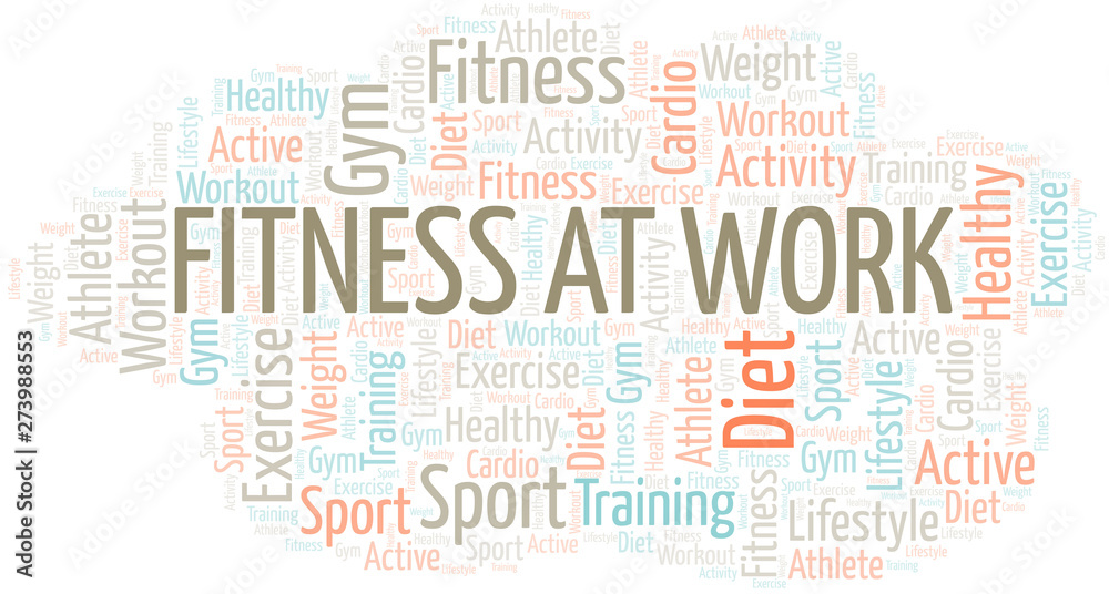 Fitness At Work word cloud. Wordcloud made with text only.