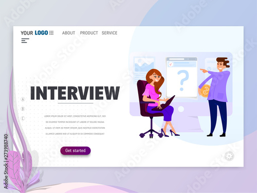 Interviewing  job search. Flat design vector illustration. landing page template.