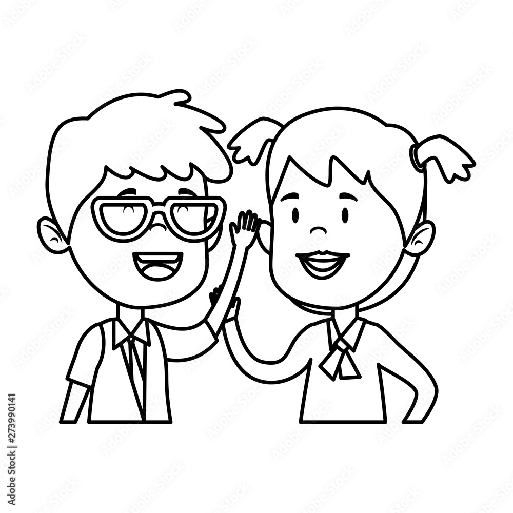 happy little students couple characters happy little students couple characters