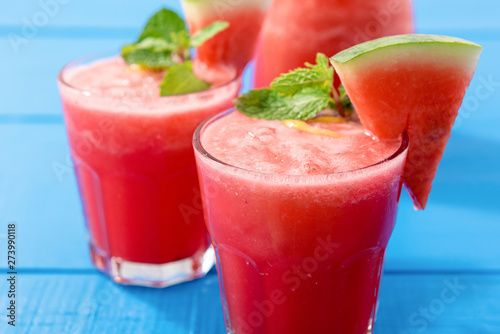 Tropical fresh watermelon smoothie summer drinks