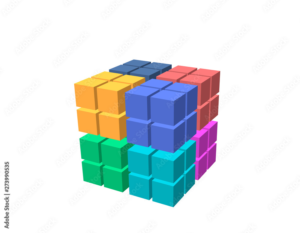 Abstract 3d cube from cubes. Isolated on white background. Abstract 3d cube from cubes. Isolated on white background.
